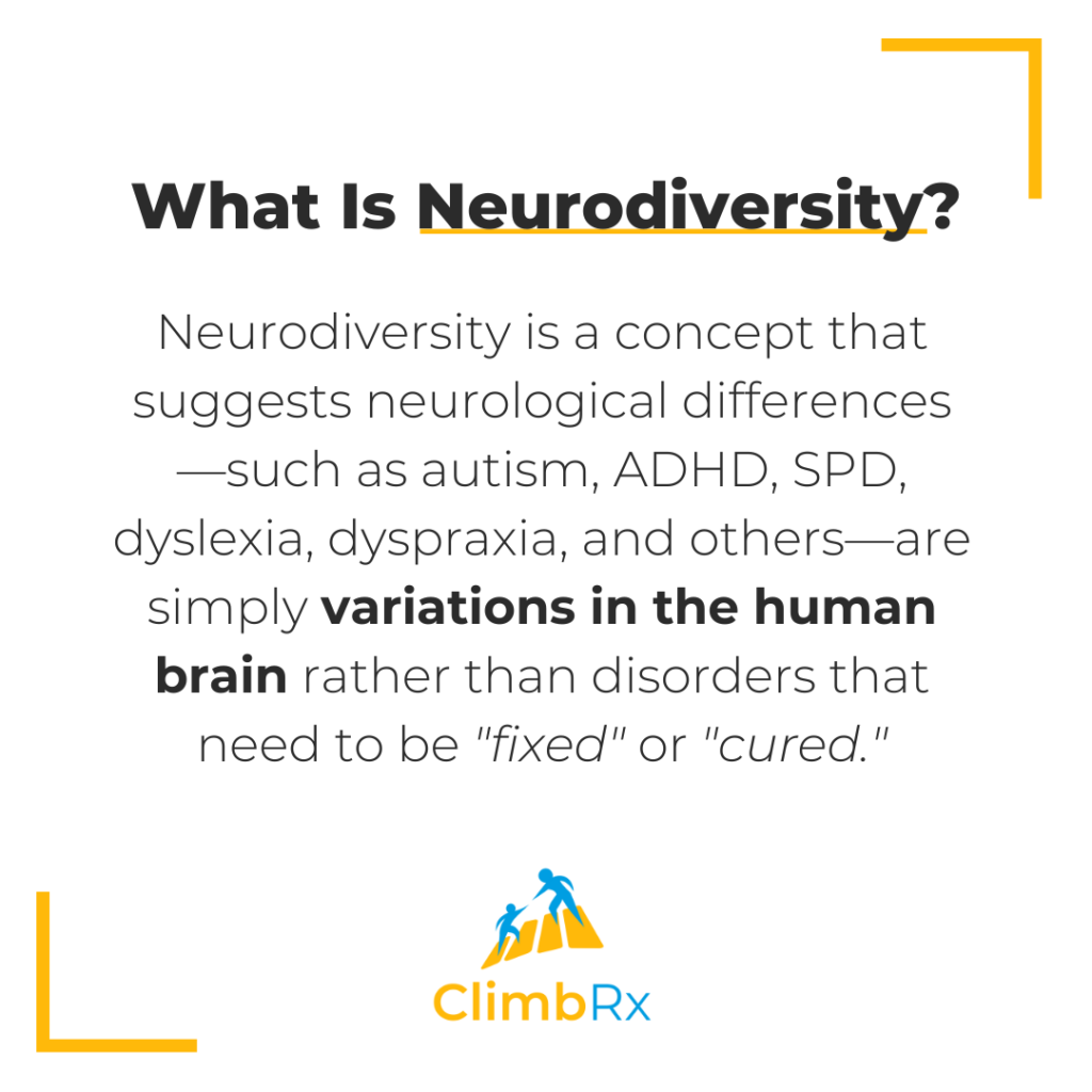What Is Neurodiversity? 2 What is neurodiversity - a concept that suggests neurological differences—such as autism, ADHD, dyslexia, dyspraxia, and others—are simply variations in the human brain rather than disorders that need to be "fixed" or "cured."