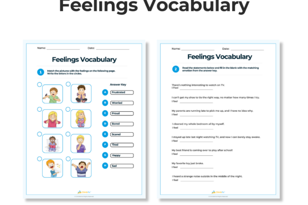 Feelings Vocabulary Worksheet