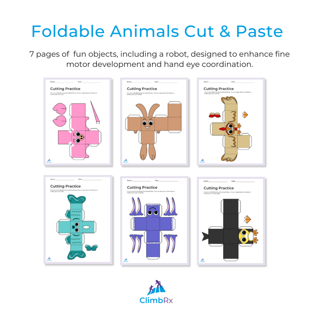 The Importance of Scissor Skills in Child Development: Tips and Activities to Get Started 5 Foldable Animals Cut and Paste