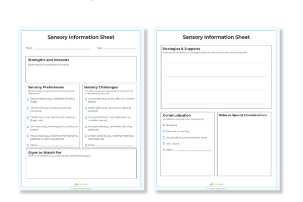 Sensory Information Sheet